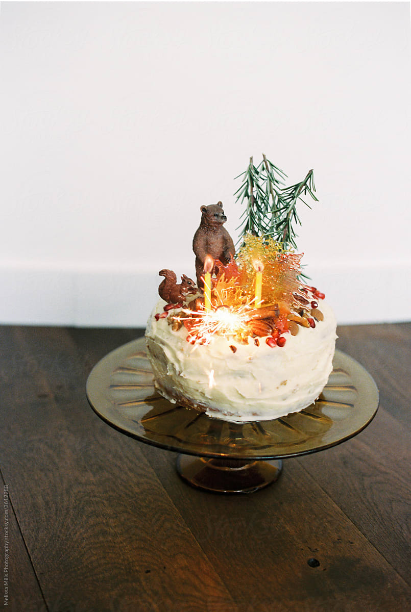 Birthday cake in a forest theme