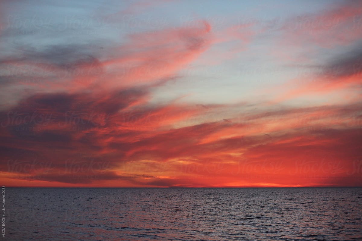 A Dramatic Summer Sunset Over Lake Michigan