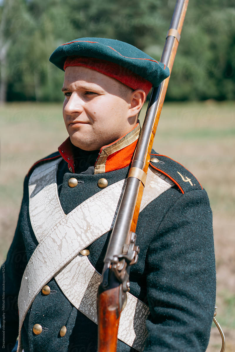 Portrait of a soldier with a rifle in his hands