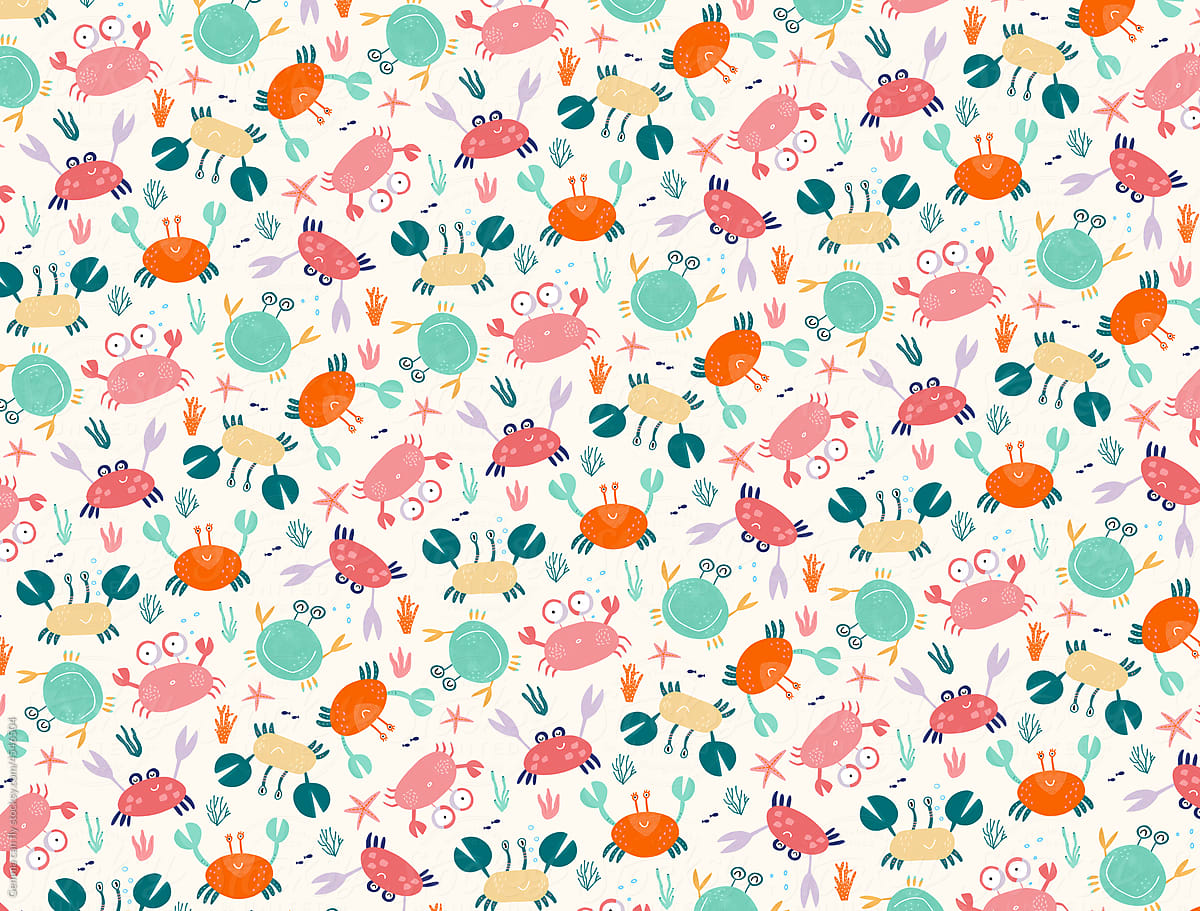 Crab summer pattern illustration