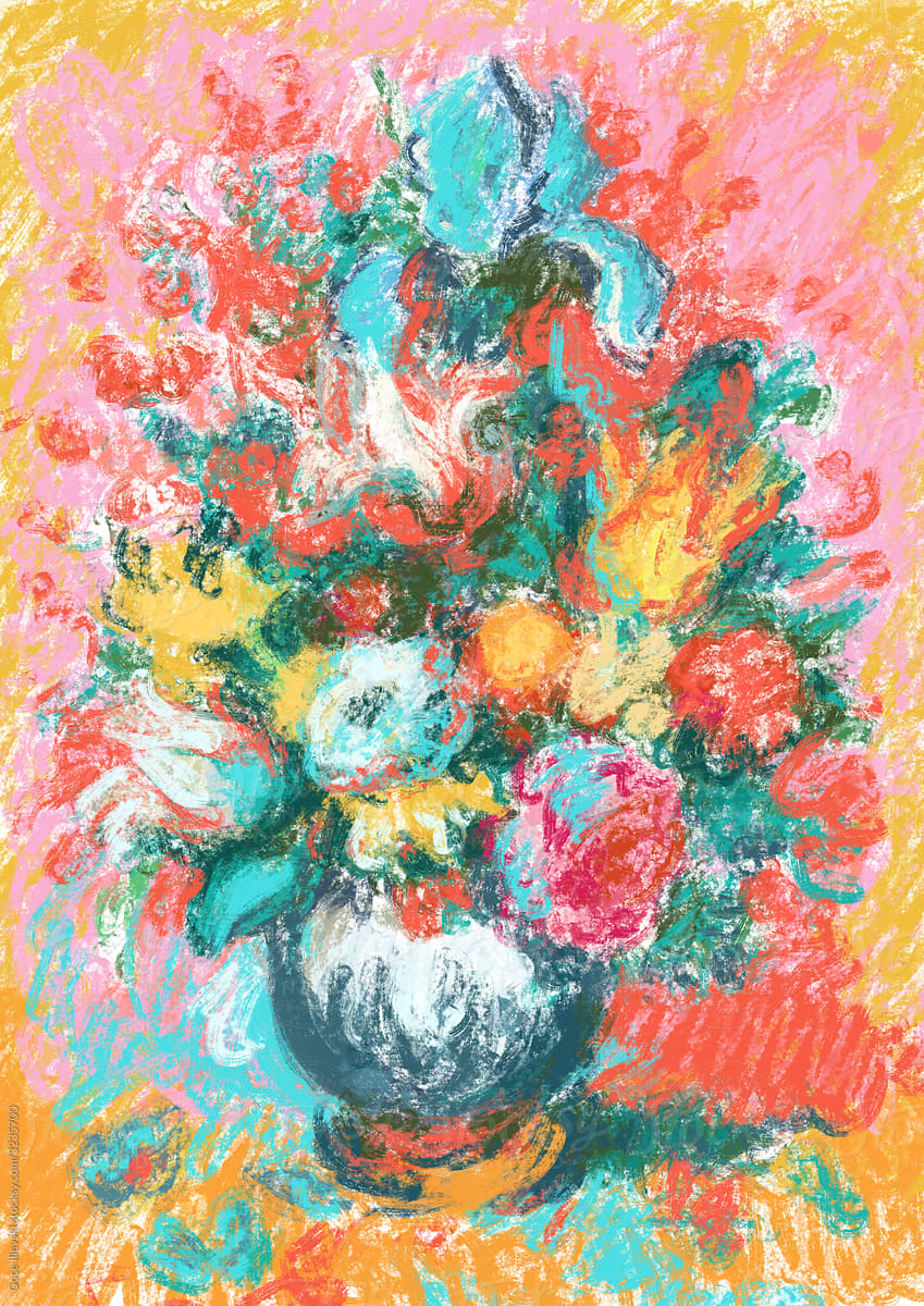Flowers Vase Still life Painting Illustration