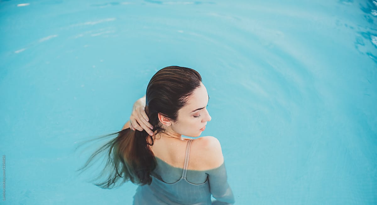 Woman Enjoying Swimming Pool By Lumina Enjoyment Swimming Pool 