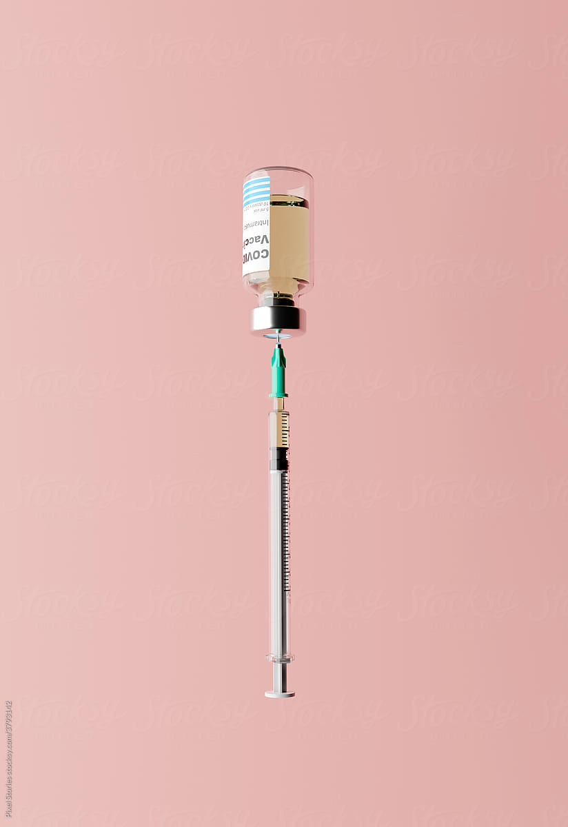 Syringe drawing Covid-19 vaccine from vial