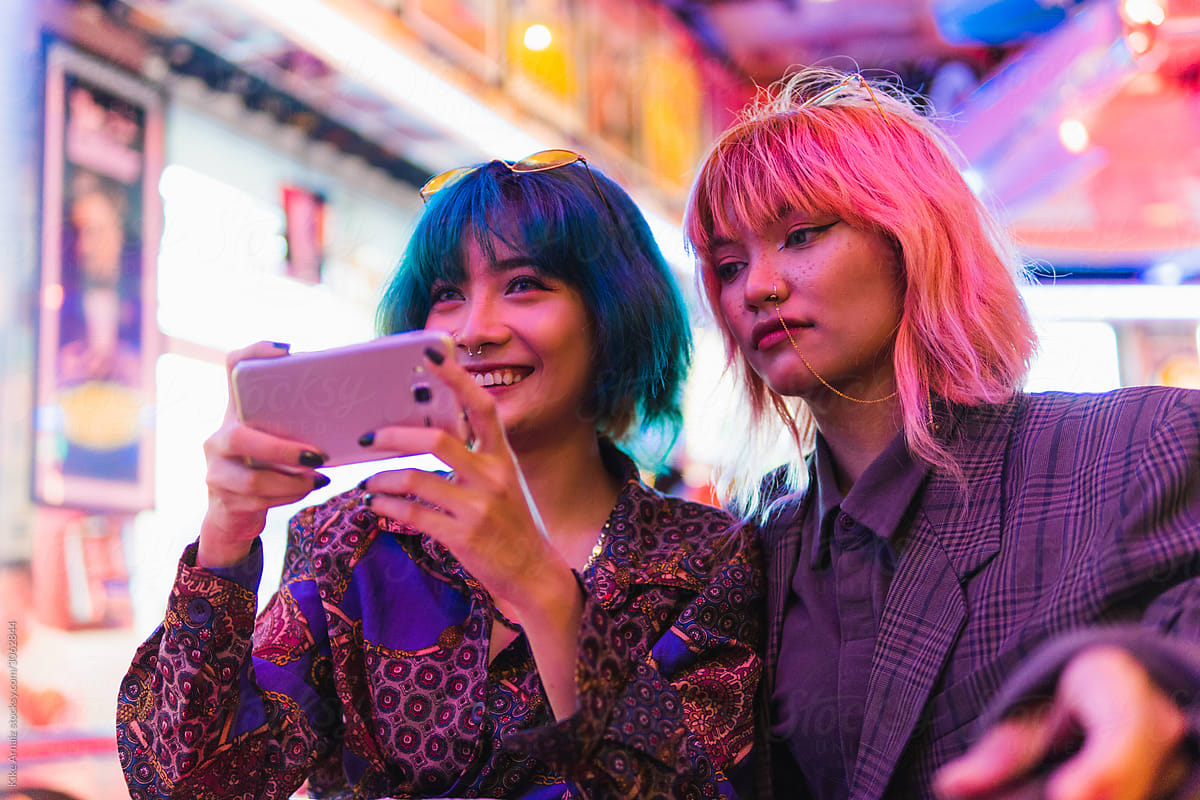 Alternative asian girls taking a selfie