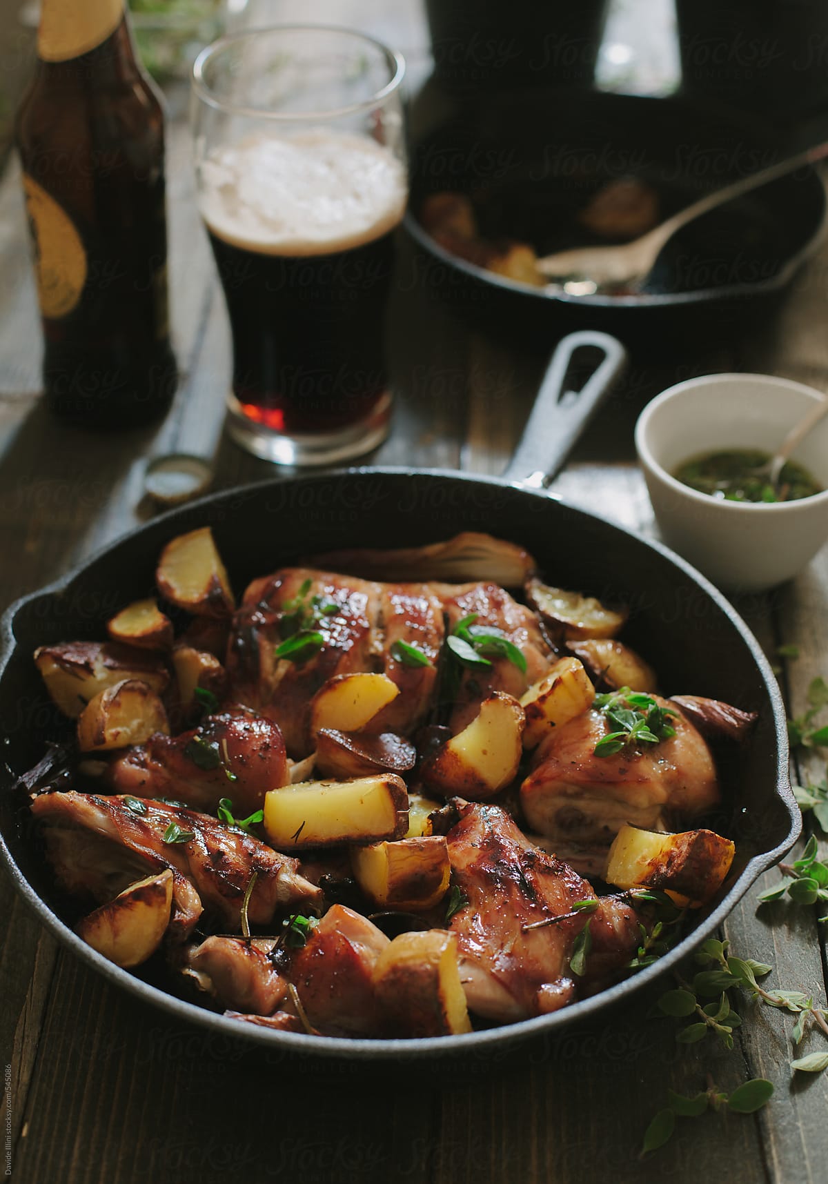Roasted rabbit with potatoes
