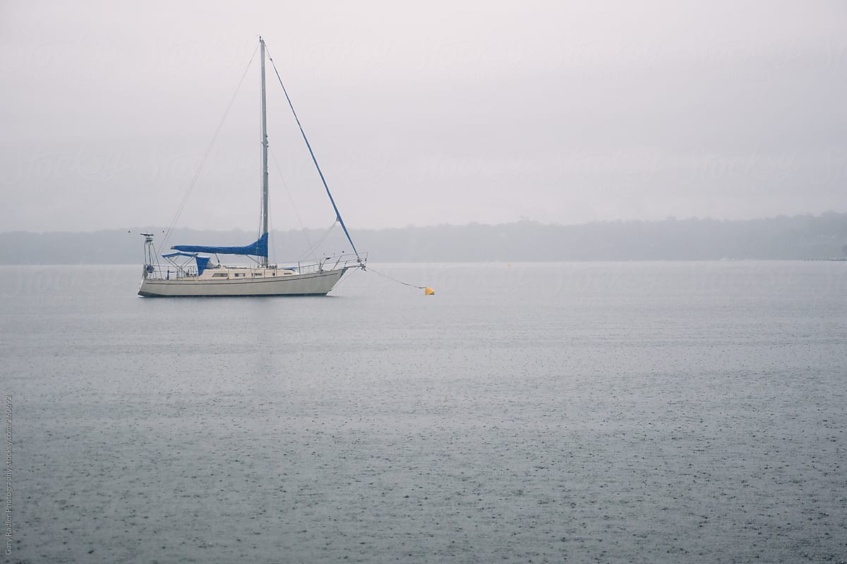 Moored Yacht in a Storm