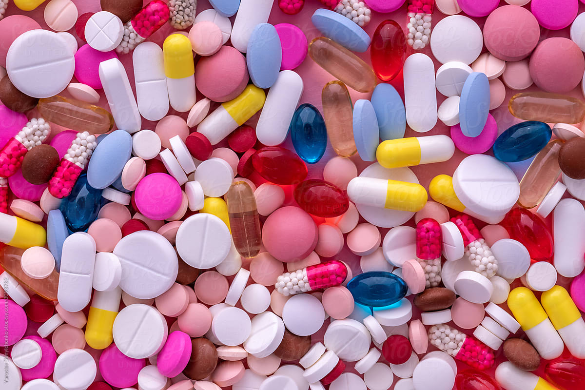 Colorful medicine background from pills.
