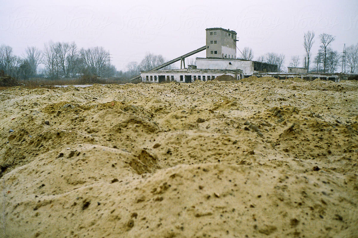 Clay muddy ground in an abandoned industrial zone