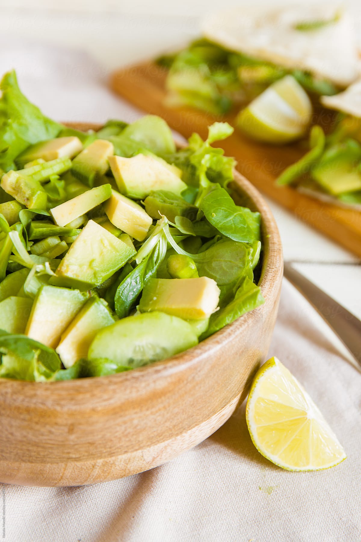 Green salad with tacos