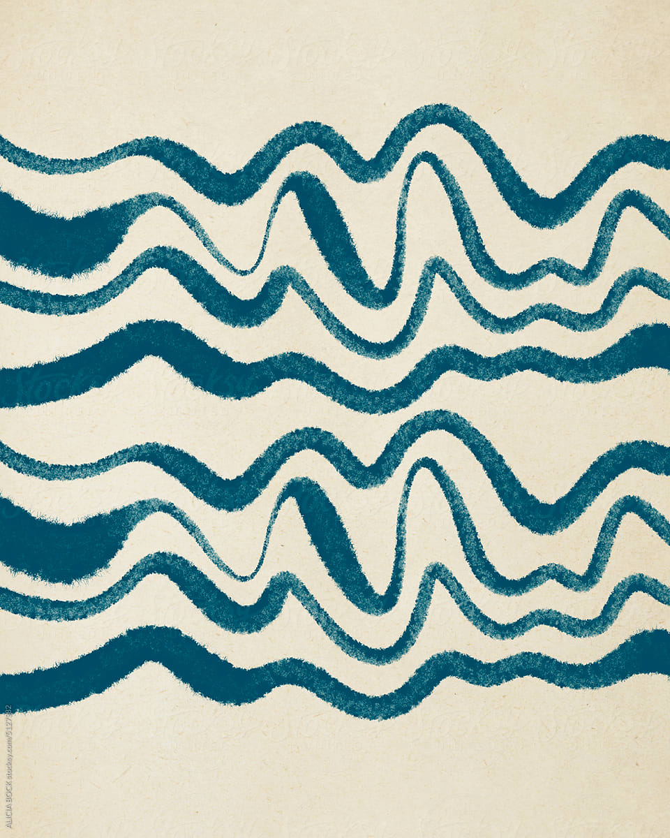 Abstract Wavy Line Pattern In Blue