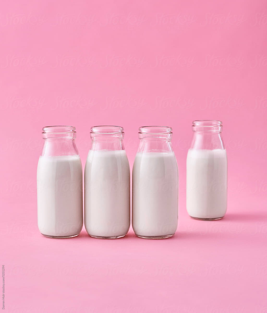Coconut milk in bottles