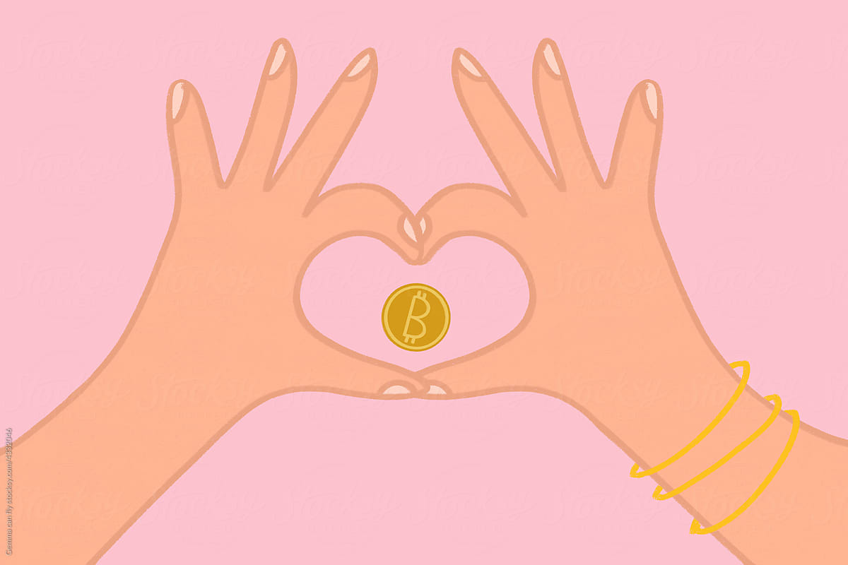 Heart shaped hands with money coin