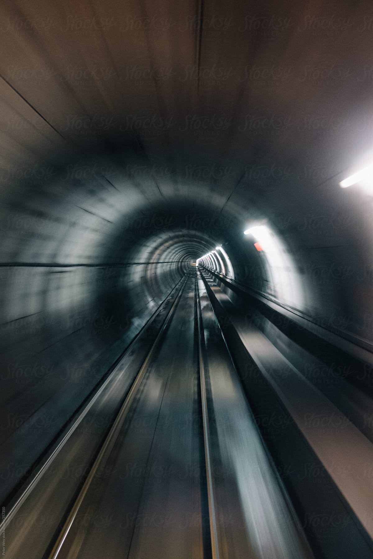 Motion blurred view of underground tunnel