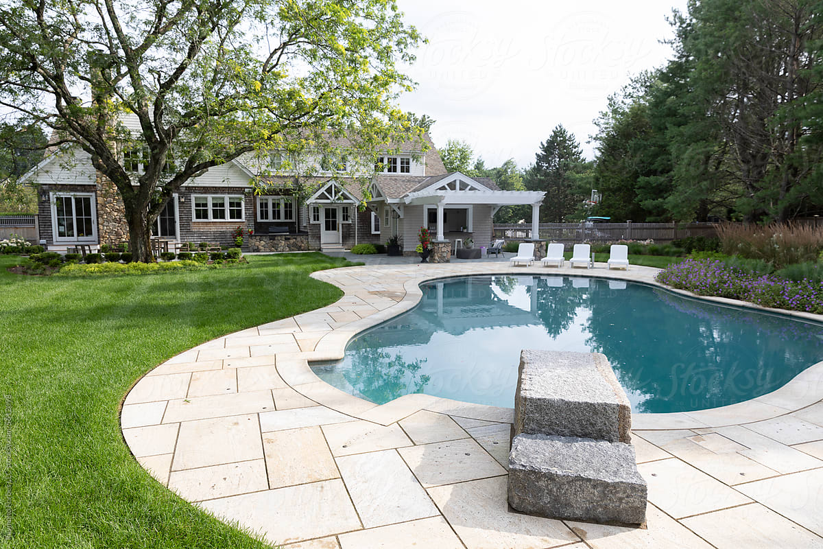 Residential luxury Home outdoor terrace patio  swimming pool