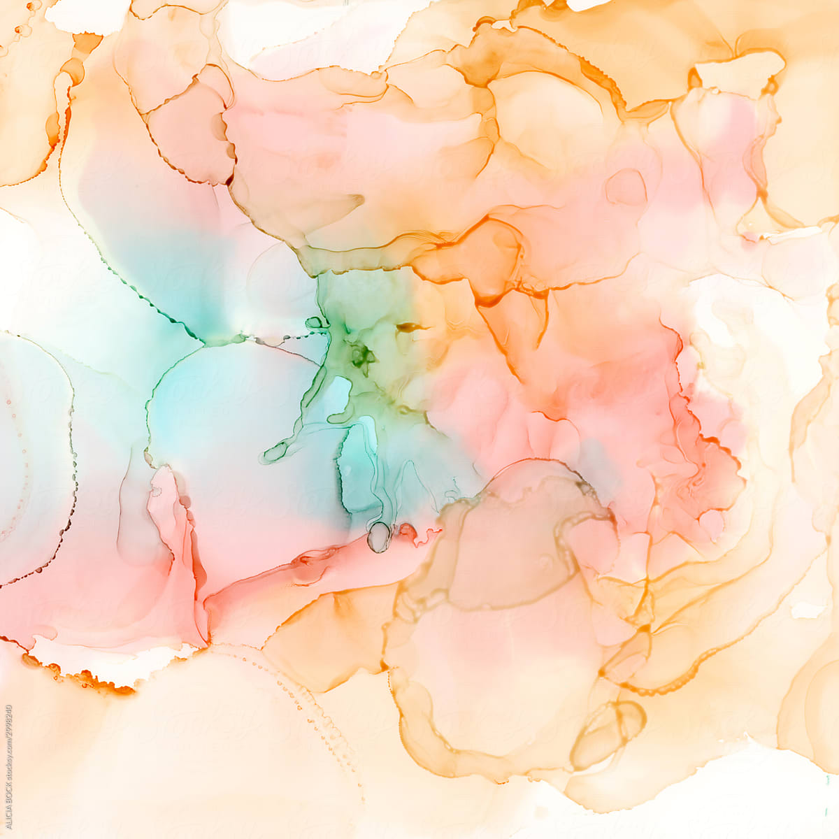 Pastel Colored Abstract Alcohol Ink Painting