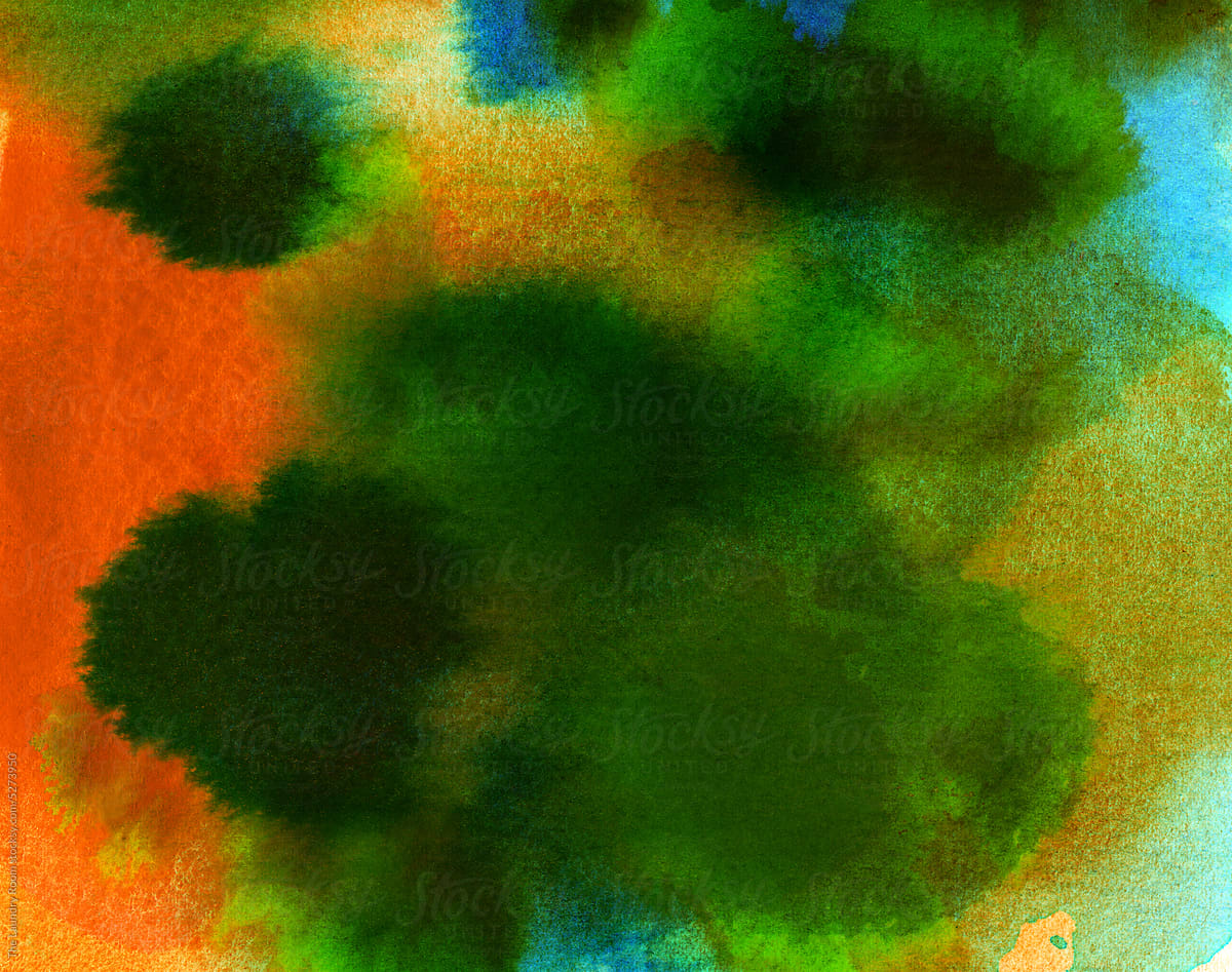 Abstract Watercolor with Green and Yellow