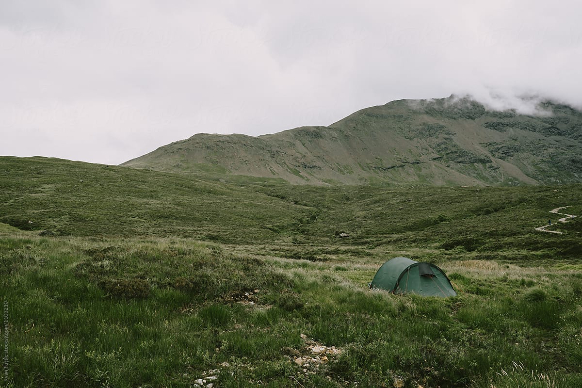 A tent pitched near Fairy Pools, Scotland