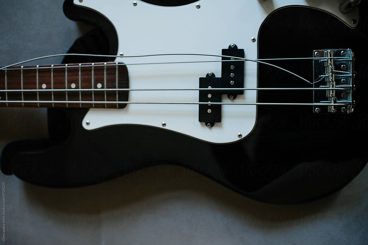 Broken string on a bass guitar