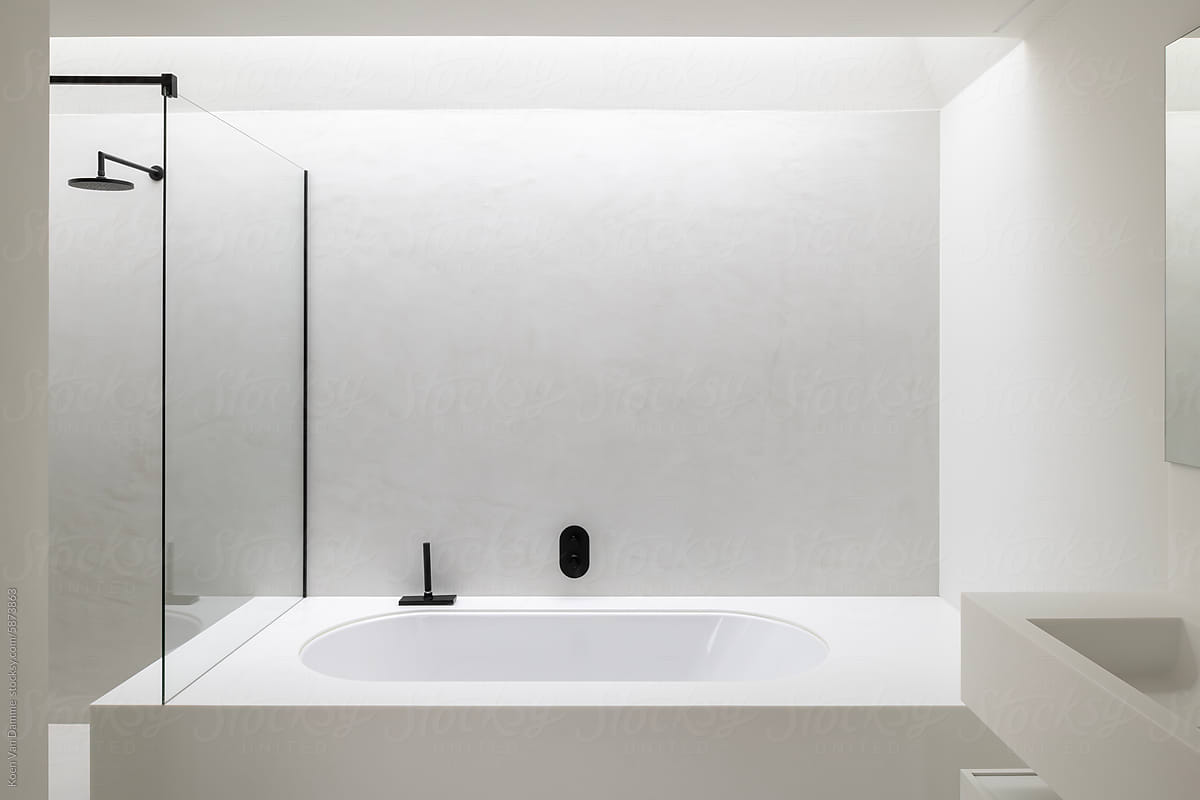 minimalist shower and bathtub