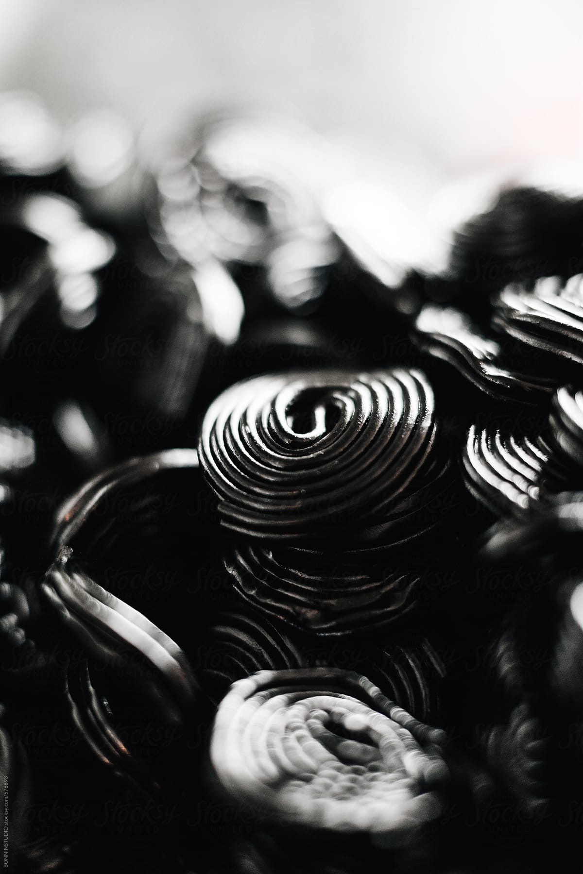 Black licorice candy background.