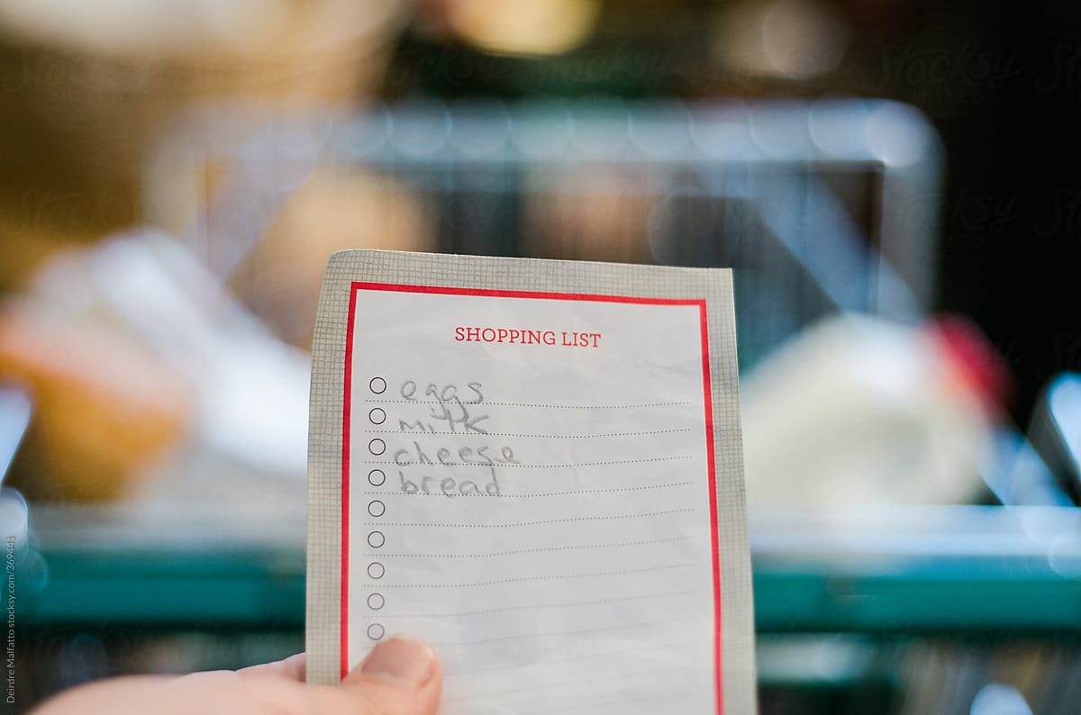 shopping list at the market