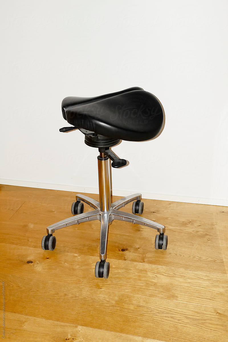 Close-up of ergonomic and back-friendly office chair with flashlight