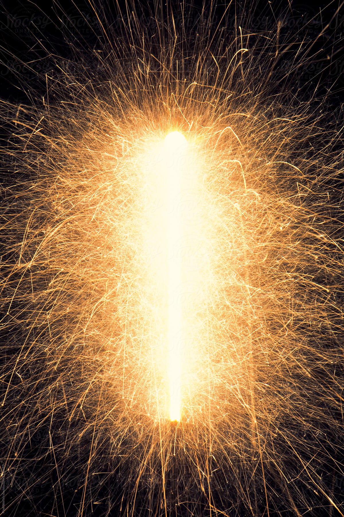Festive sparkler on fire