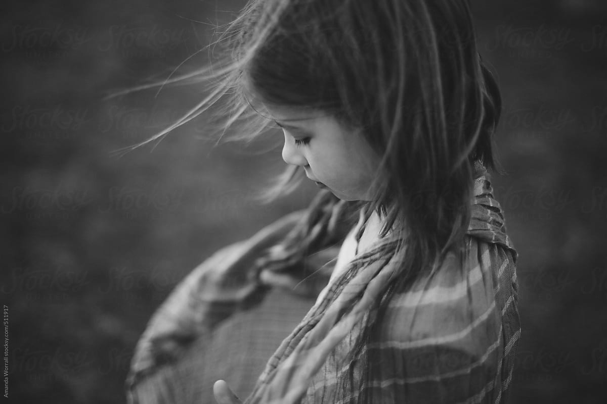 Dramatic Black And White Profile Portrait Of Serious Young Girl By Amanda Worrall Stocksy United