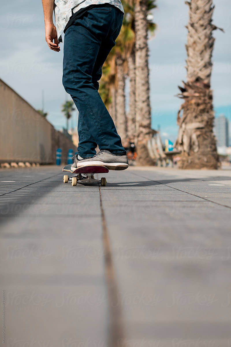 Man skateboarding outdoor in summer