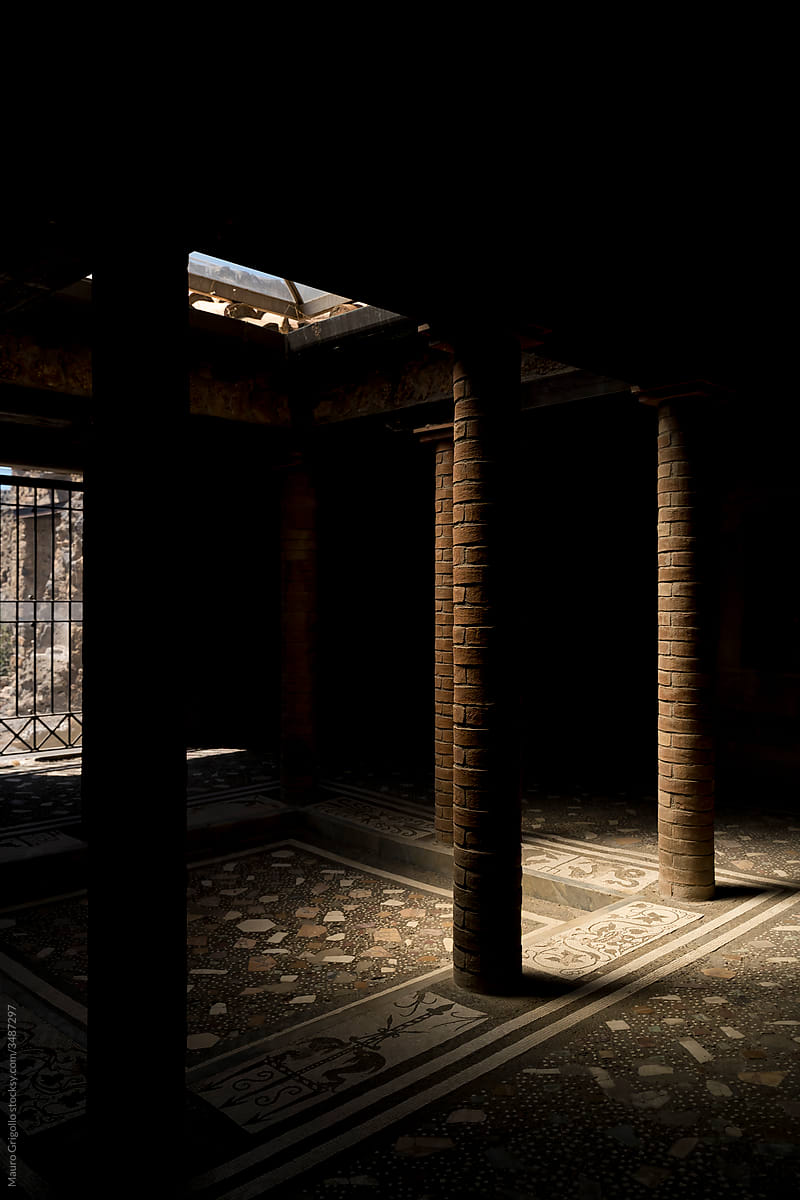 Inside a building in Pompeii in Italy