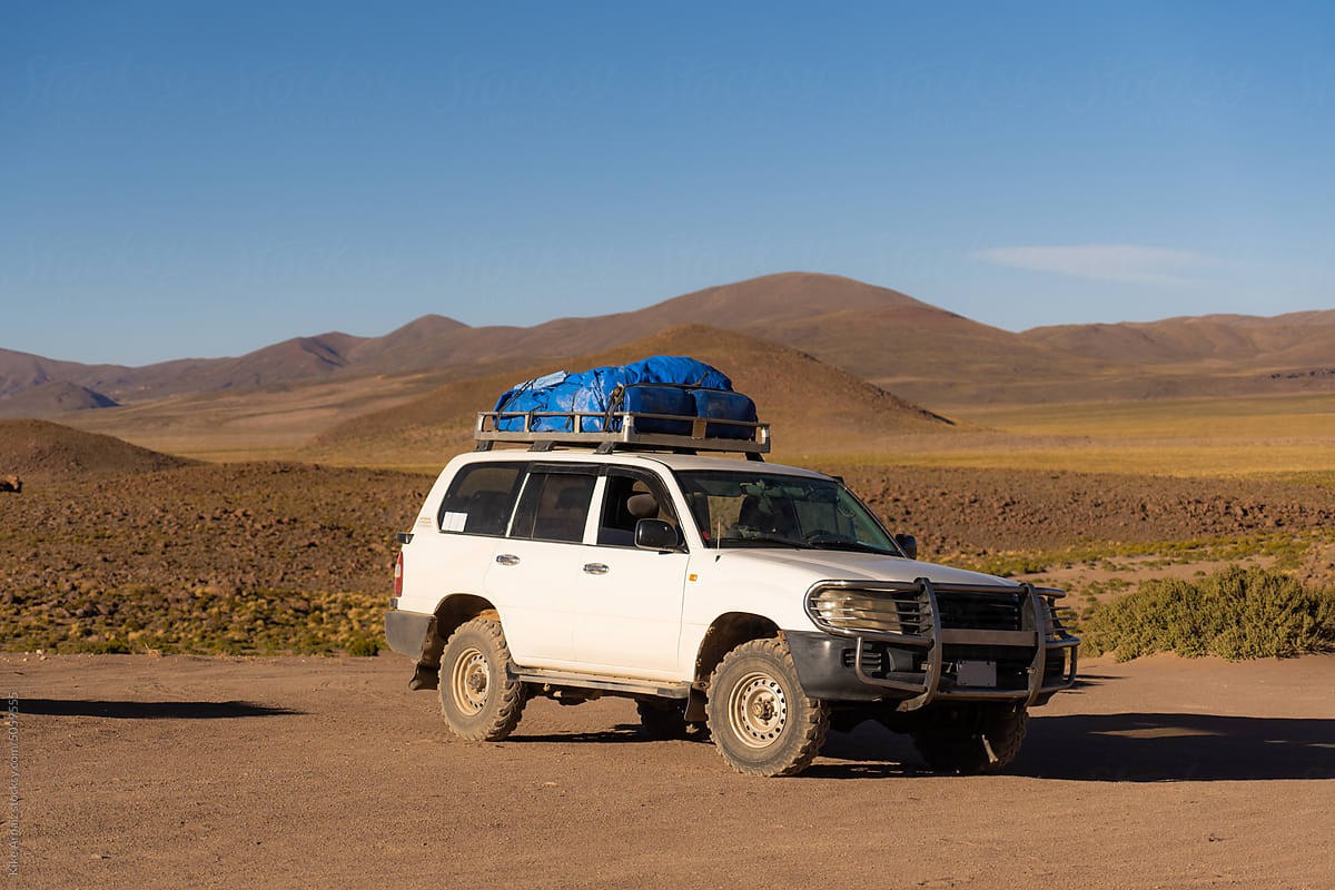 Car parked in the bolivian highlands