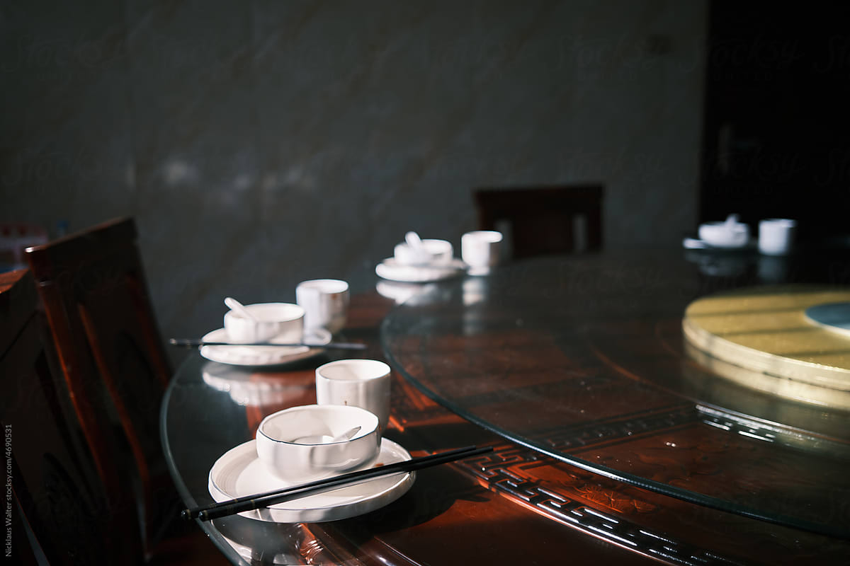 Still Life Of Traditional Restaurant Table In Anhui, China.