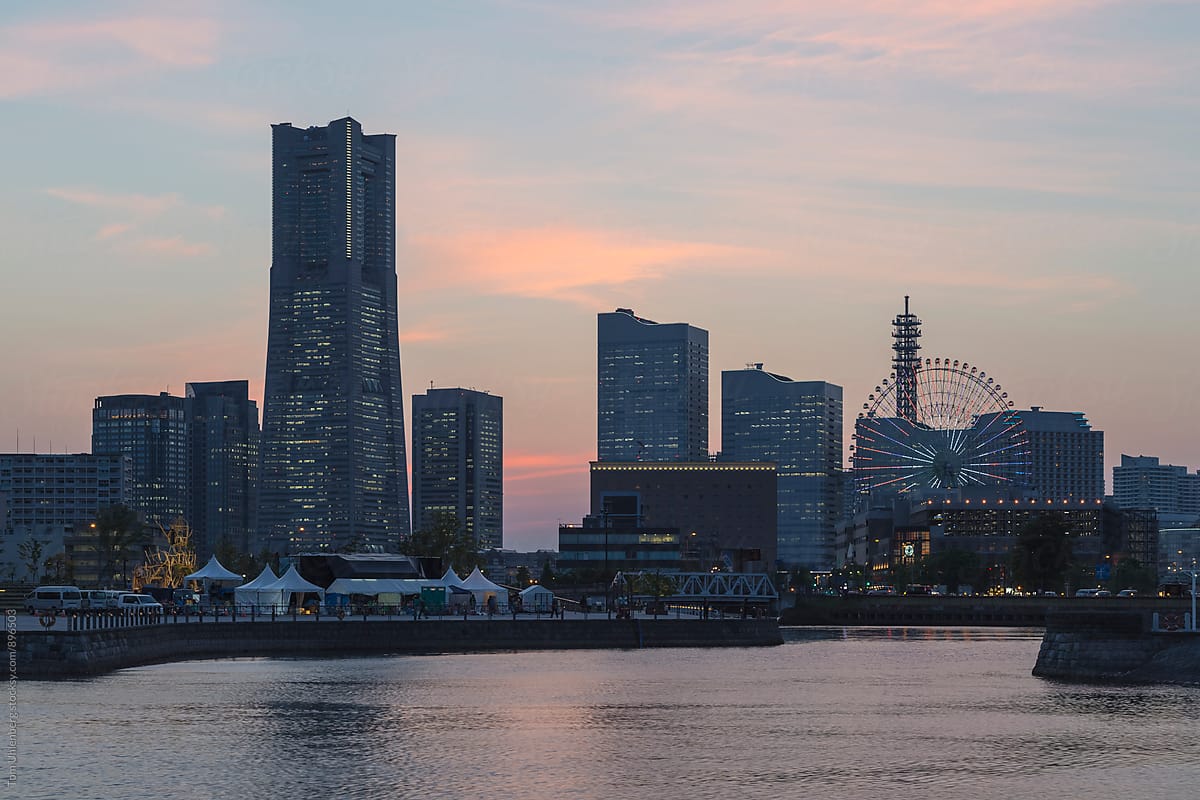 Yokohama, Japan - City Skyline at Sunset