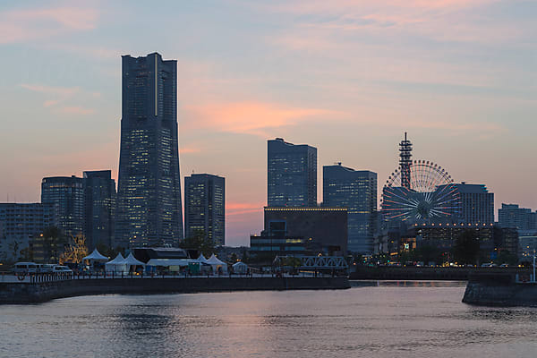Yokohama Skyline At Sunset (Japan)