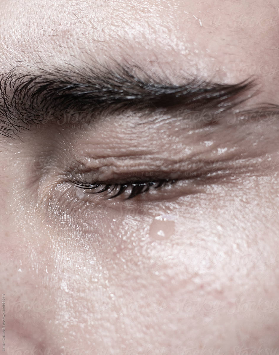 Fragile masculinity portrait of a tears on face