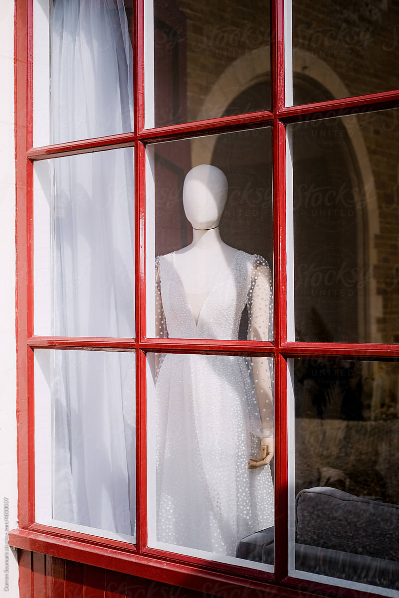 Dressed mannequin in a window
