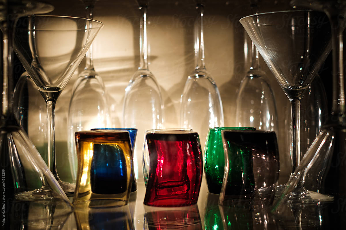 colored crystal glasses