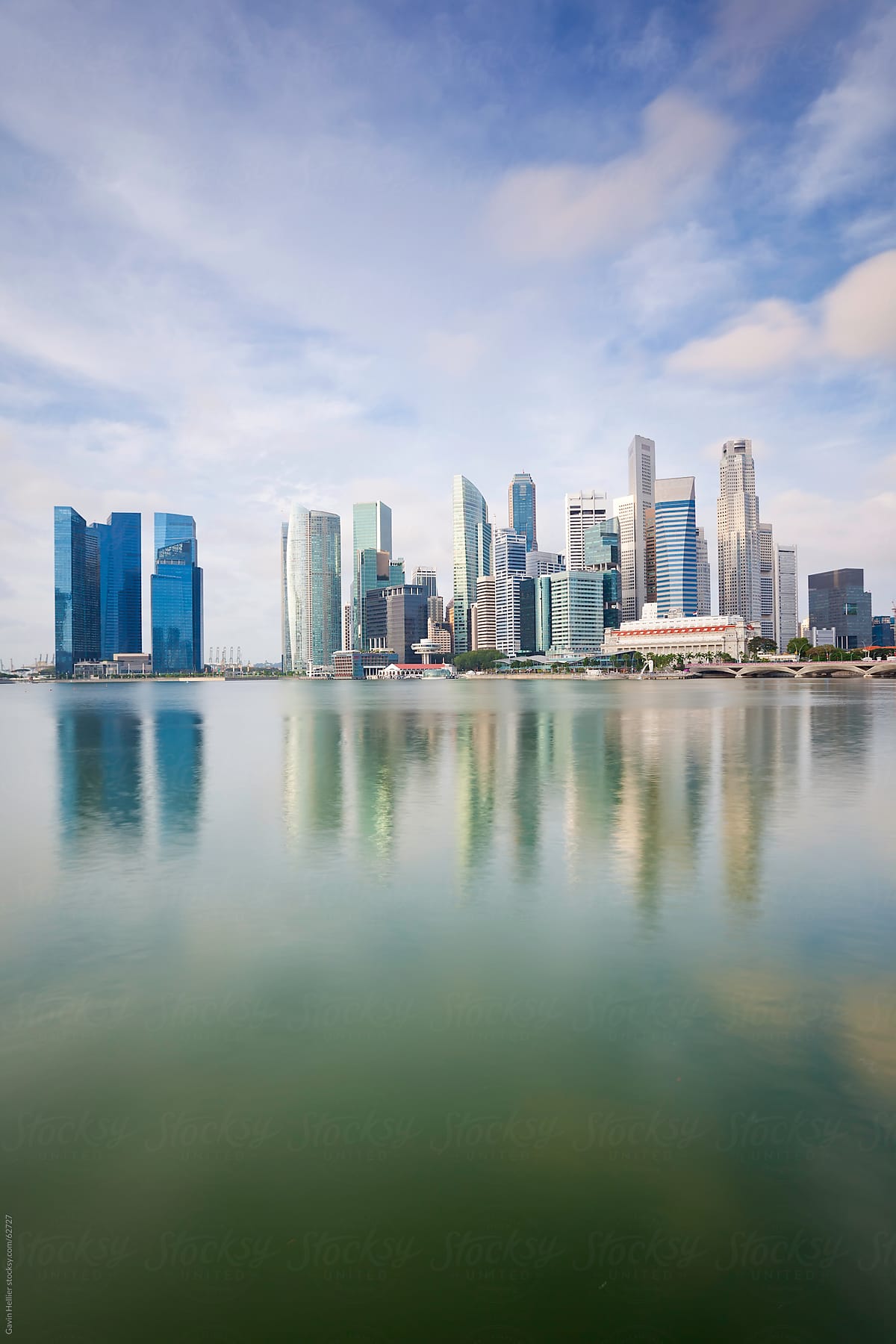South East Asia, Singapore, City Skyline, View across Marina Bay