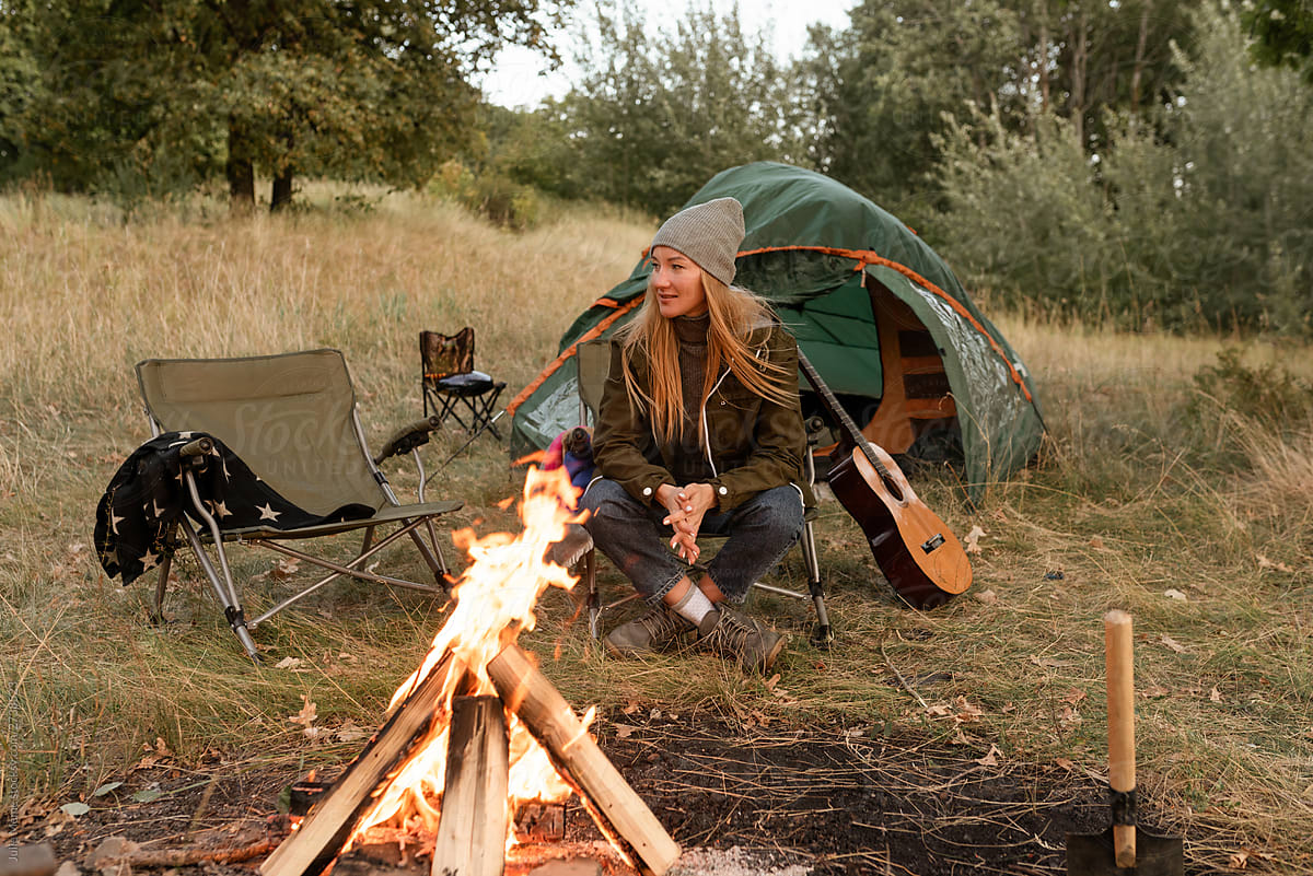 Blond Girl In The Camping