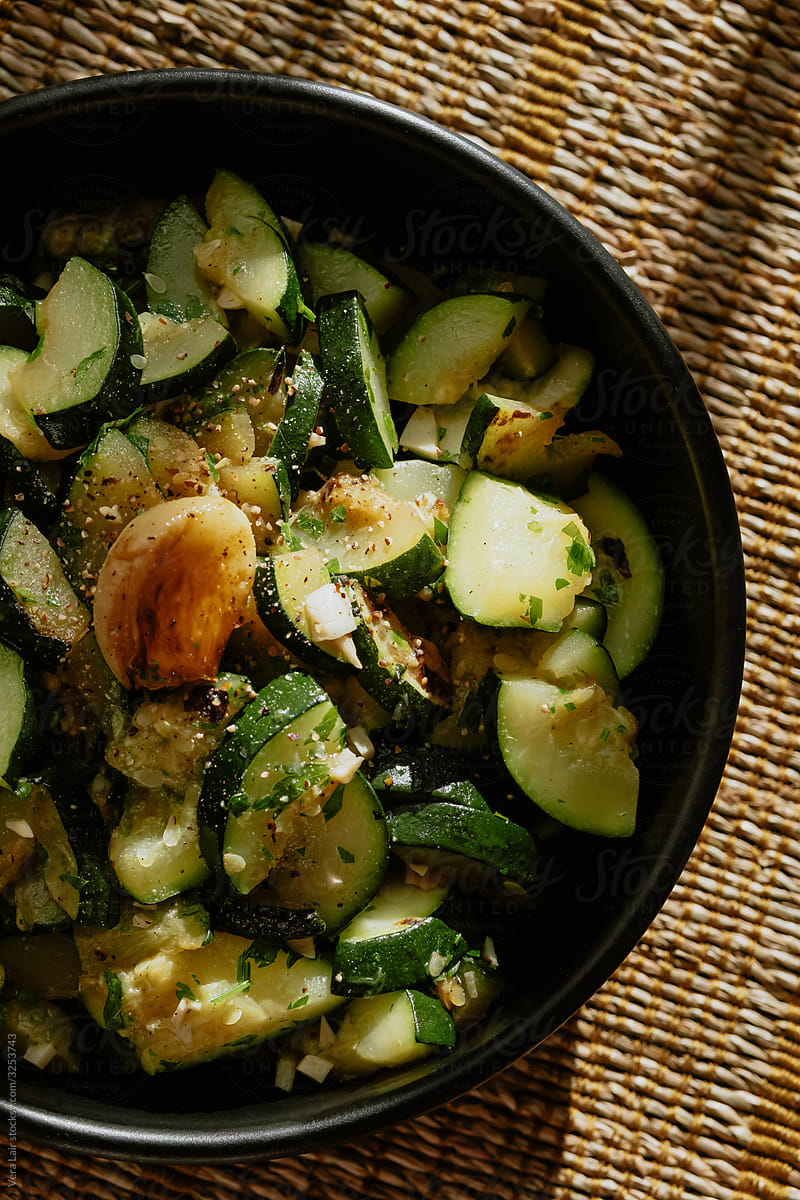 bowl of zucchini cooked