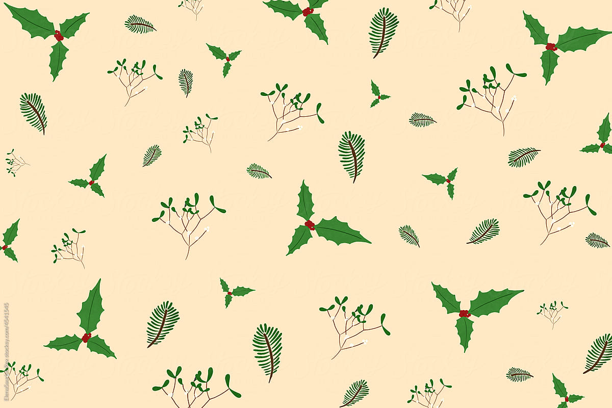 Repeating pattern of green leaves