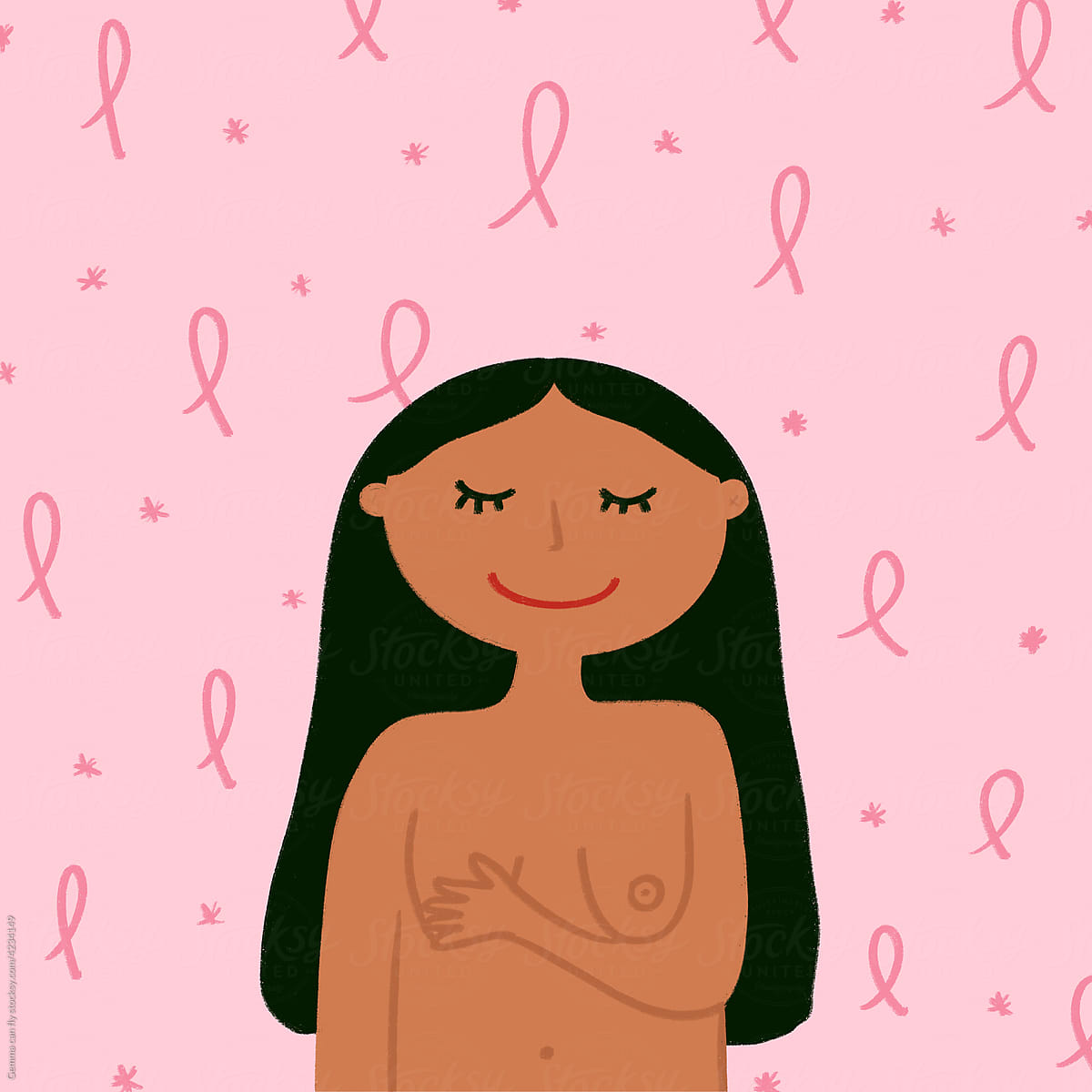 Woman breast cancer prevention illustration