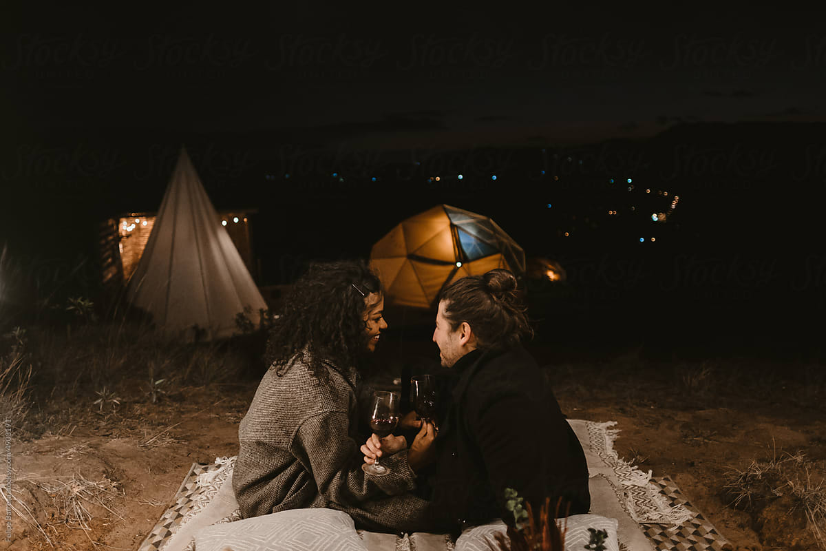 Couple Enjoys A Casual Wine Night