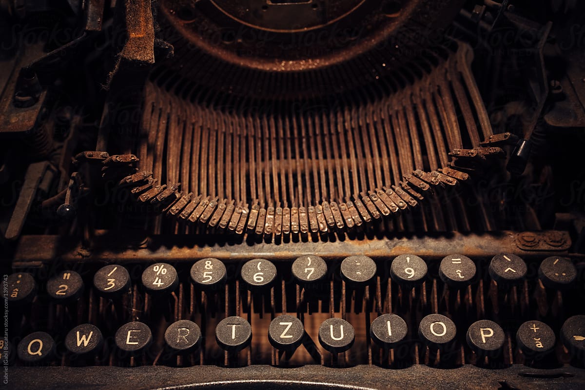 Rusted vintage typewriter