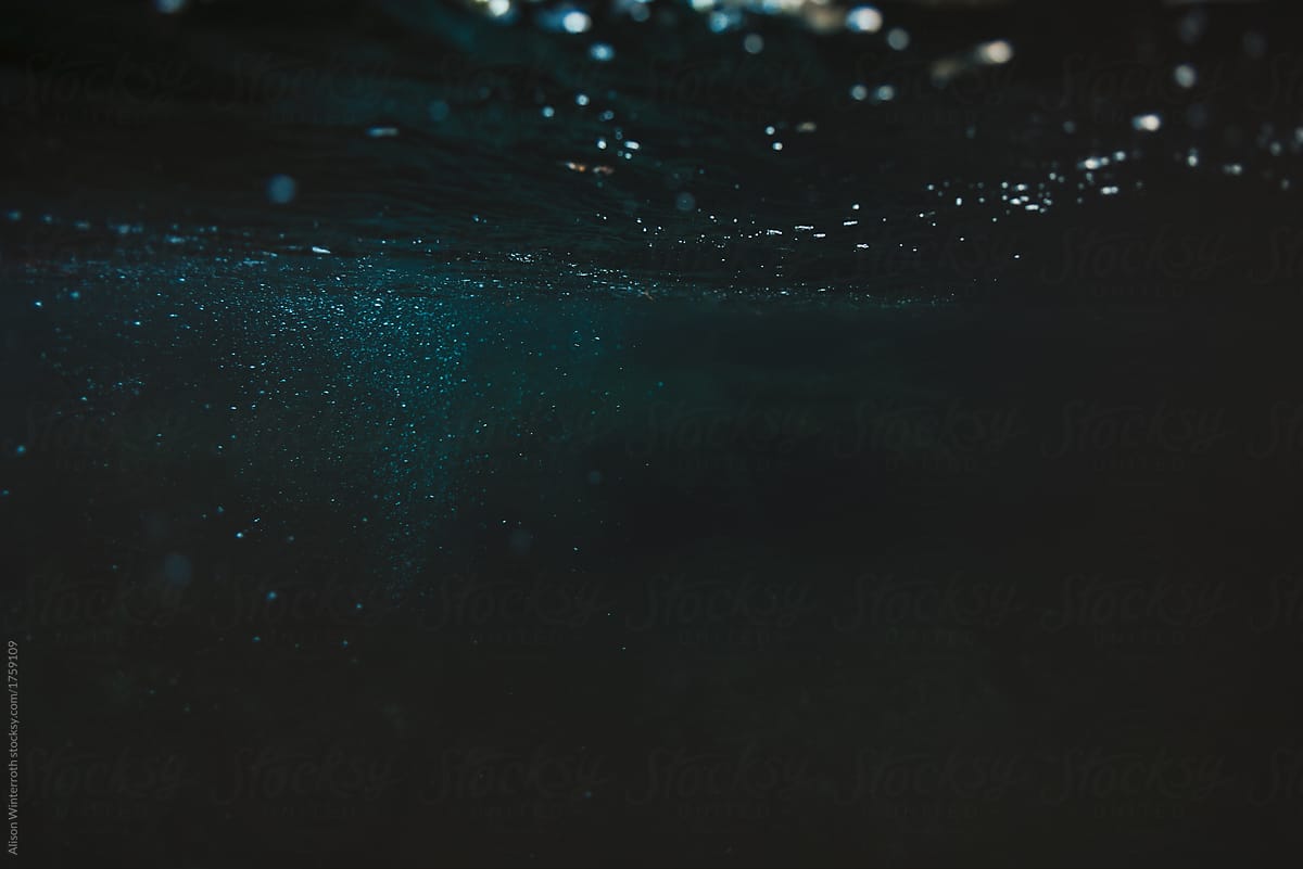 Dark and Spooky Underwater With Bubbles