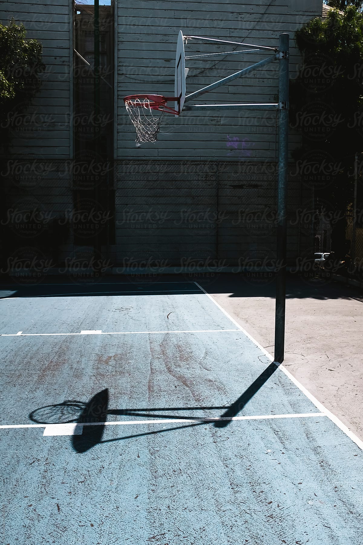 Basketball field in urban area