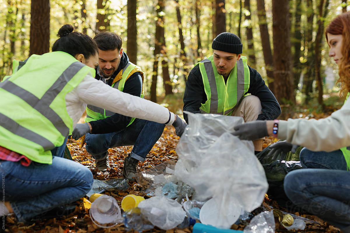 Ecology campaign plan litter nature teamwork plastic wrap