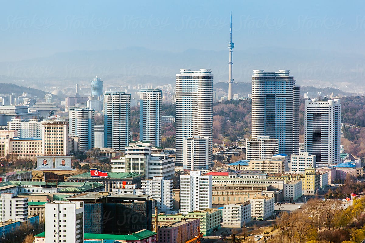 Democratic Peoples\'s Republic of Korea (DPRK), North Korea, Pyongyang city skyline