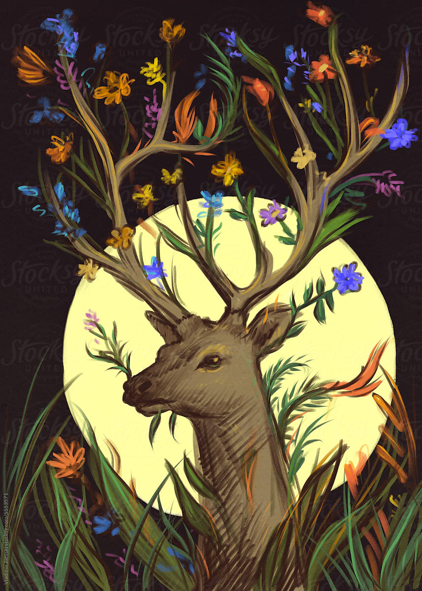 Enchanted Deer Transforms into a Tree