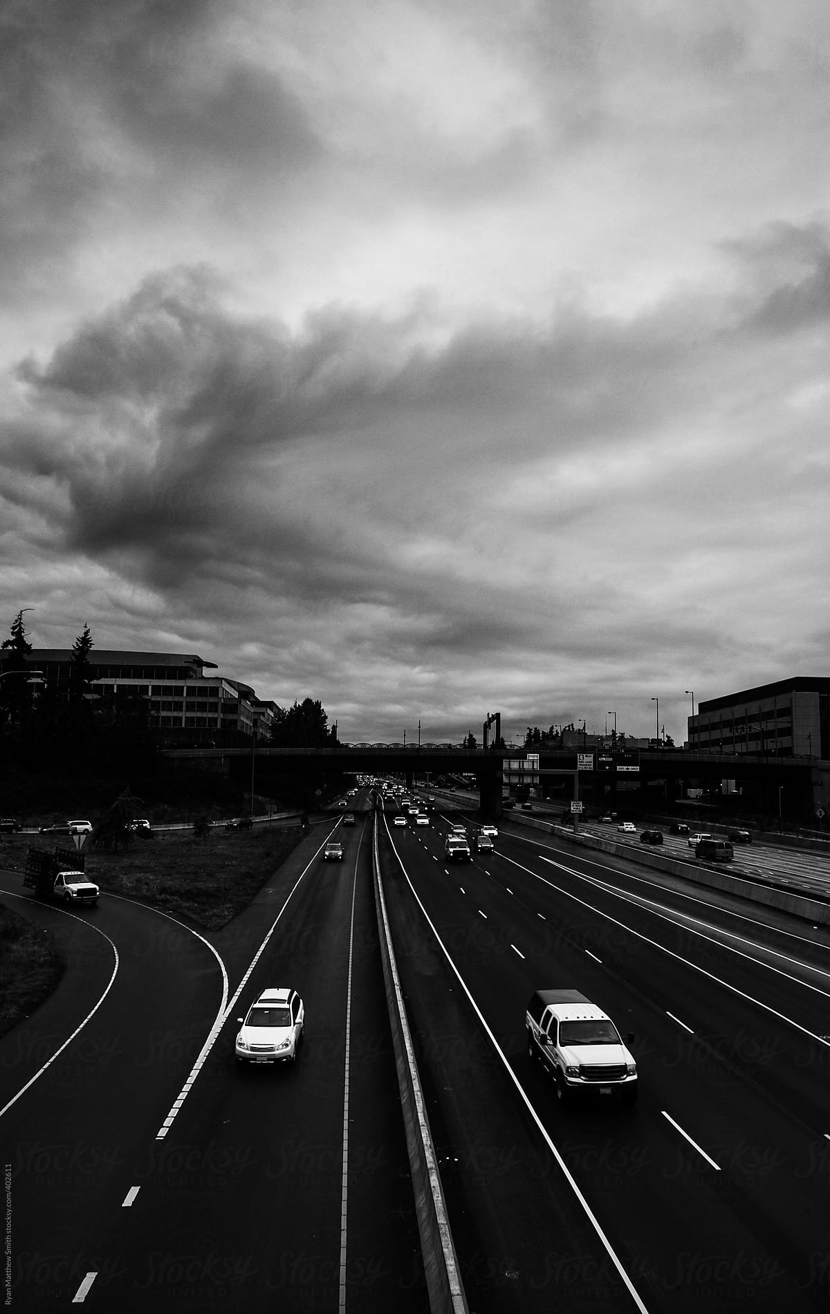 Freeway Cloudy Black and White